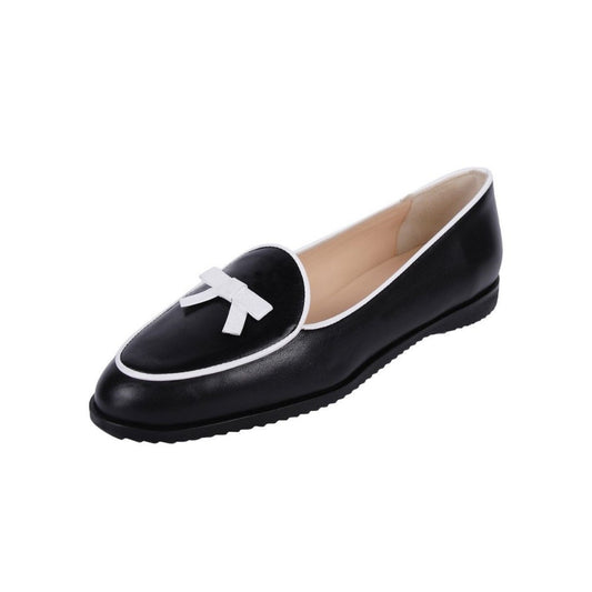 Jon Josef Women's Belgian Black and White Leather Loafer Flats