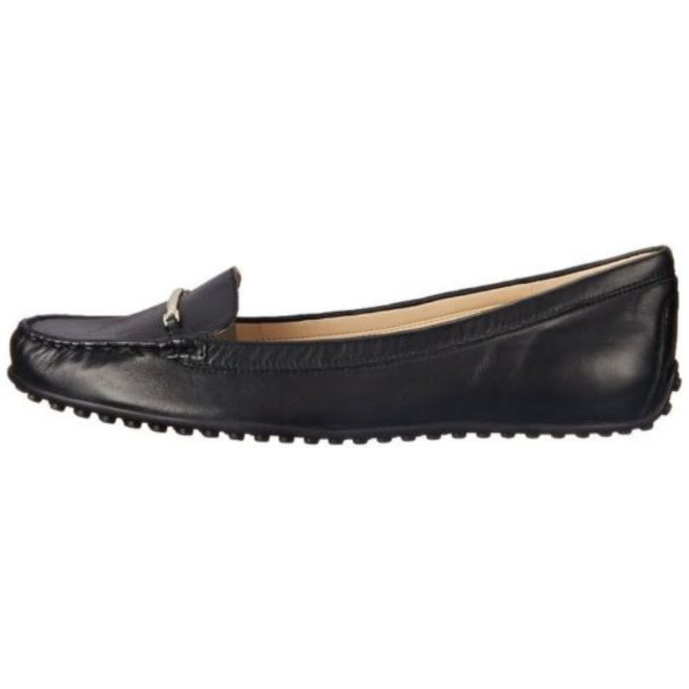 Nine West Women's Hottody Black Leather Slip-on Loafer Flat