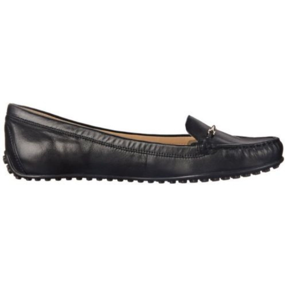 Nine West Women's Hottody Black Leather Slip-on Loafer Flat