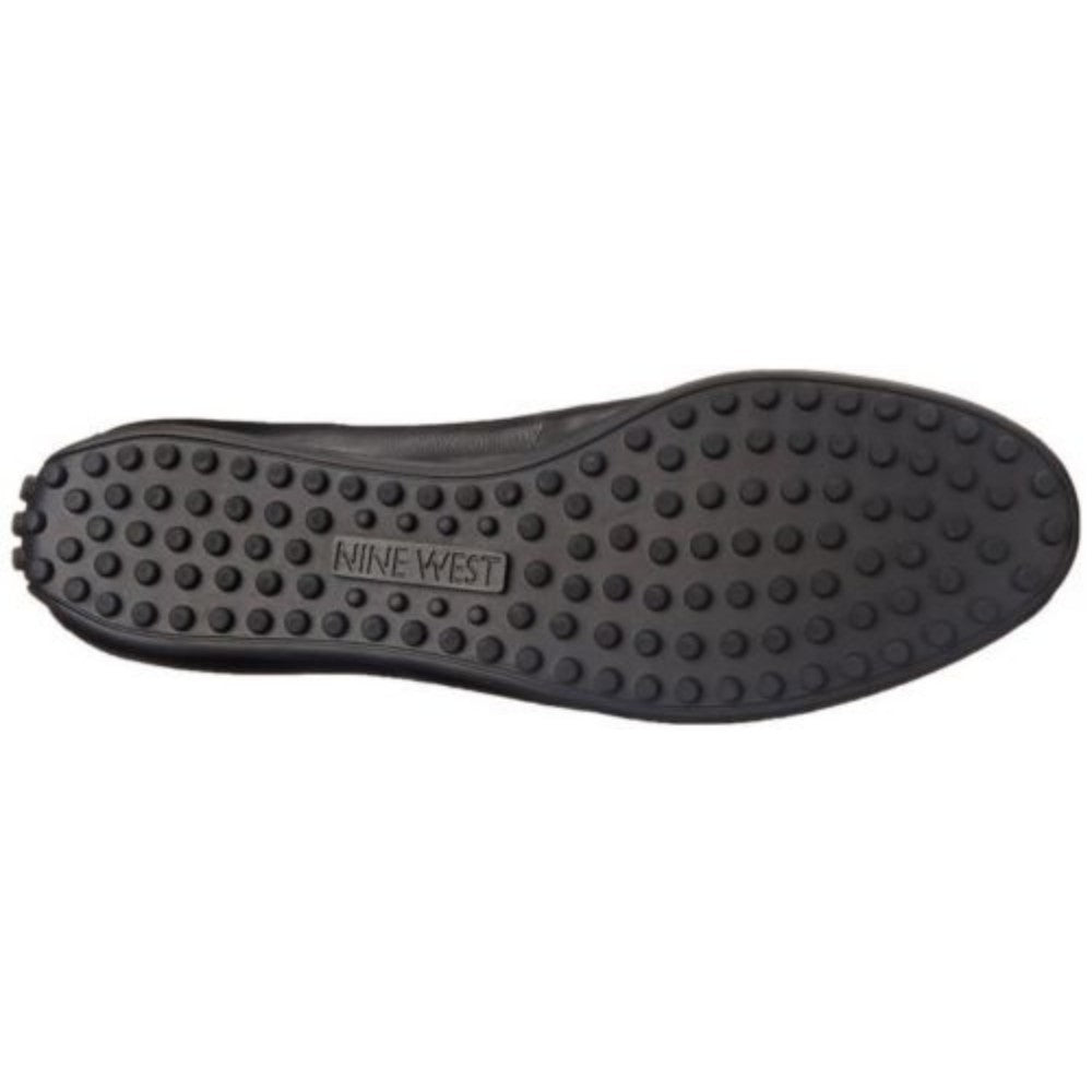 Nine West Women's Hottody Black Leather Slip-on Loafer Flat