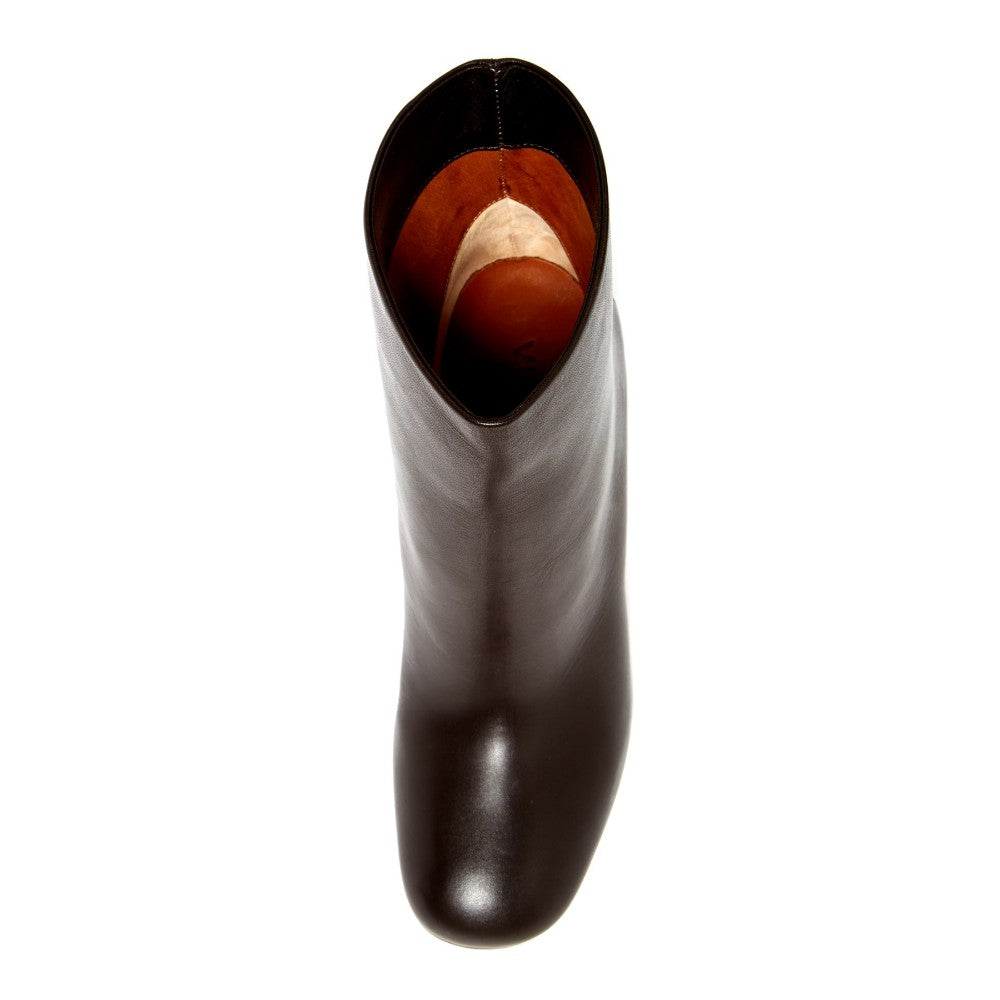 Vince Womens Paige Chocolate Leather Ankle Boot