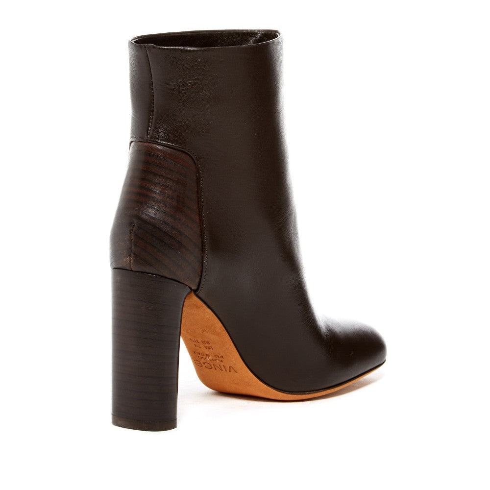 Vince Womens Paige Chocolate Leather Ankle Boot