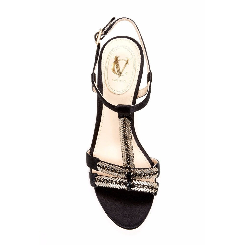 Alicia Black Satin Vince camuto Sandal Slingback