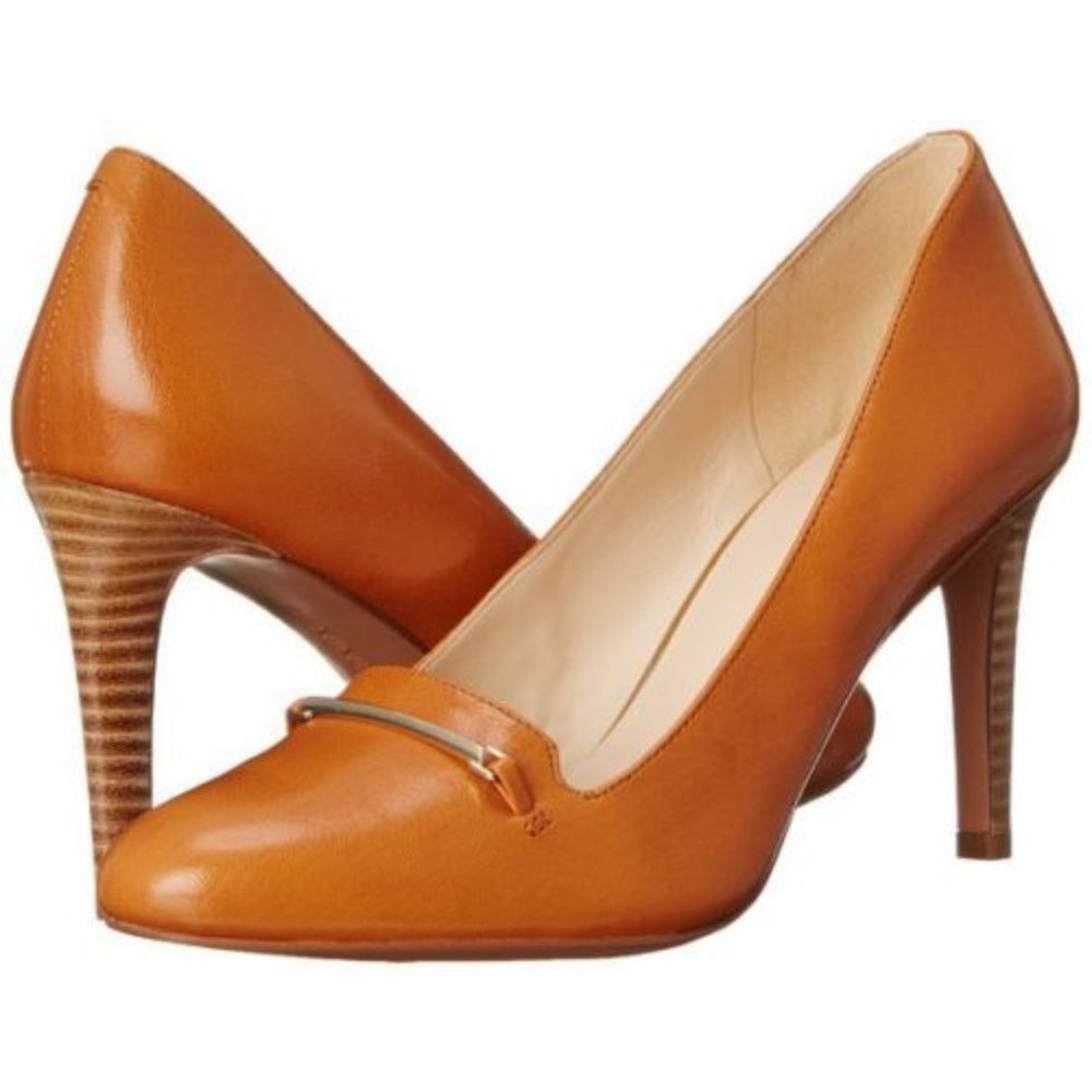 Nine West Women's Hiatus Dark Natural Leather Buckle Pump