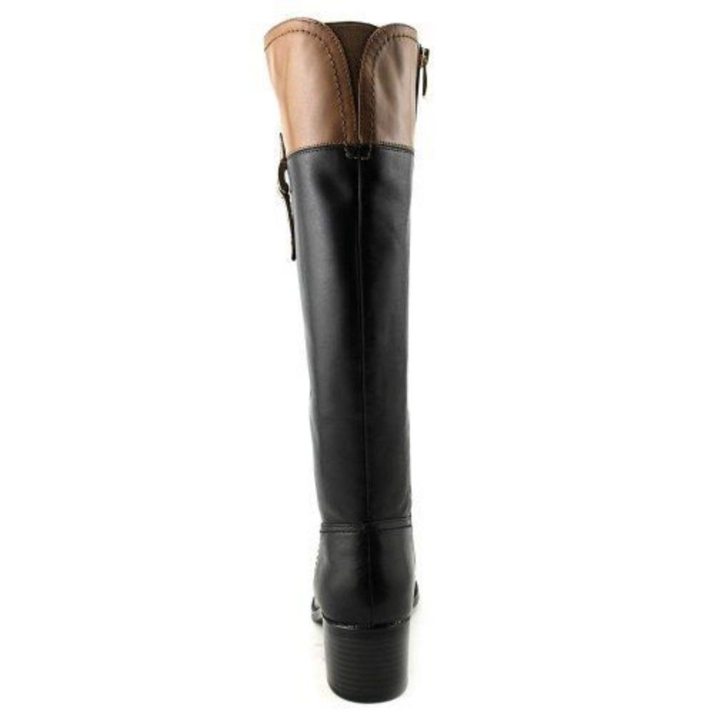 Franco Sarto Women's Lizbeth Black Brown Combo Leather Riding Boot