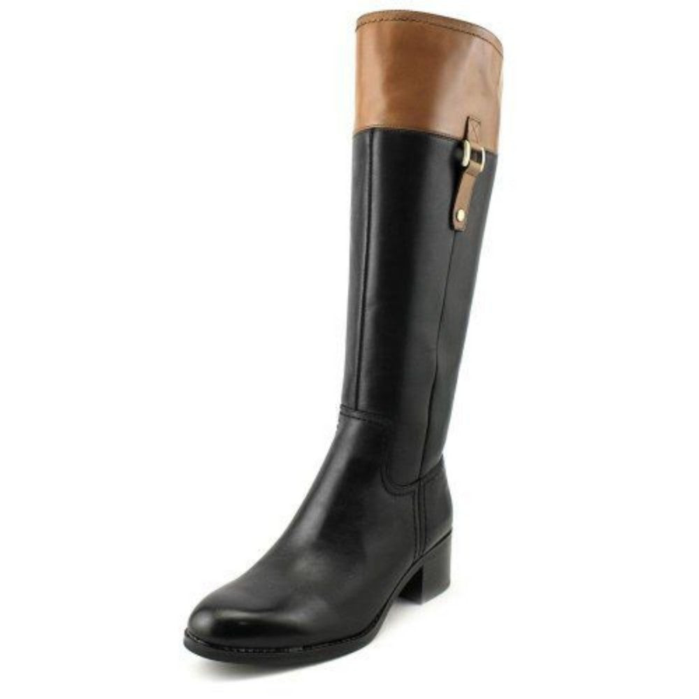 Franco Sarto Women's Lizbeth Black Brown Combo Leather Riding Boot