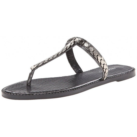 Nine West Womens Kissme Pewter Snake Thong Sandal