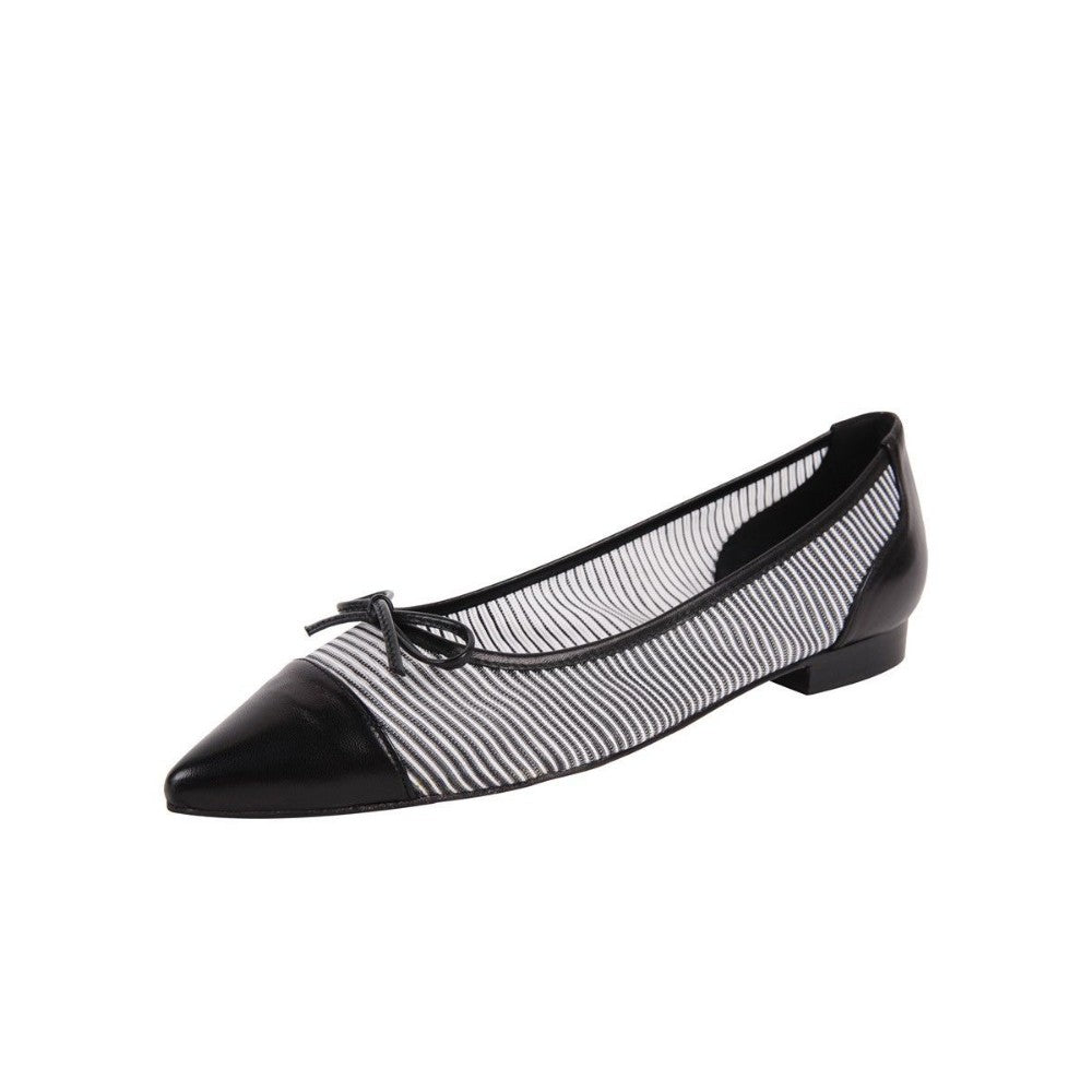 Caspe Black and White Jon Josef Mesh and Leather Flat - M - 6