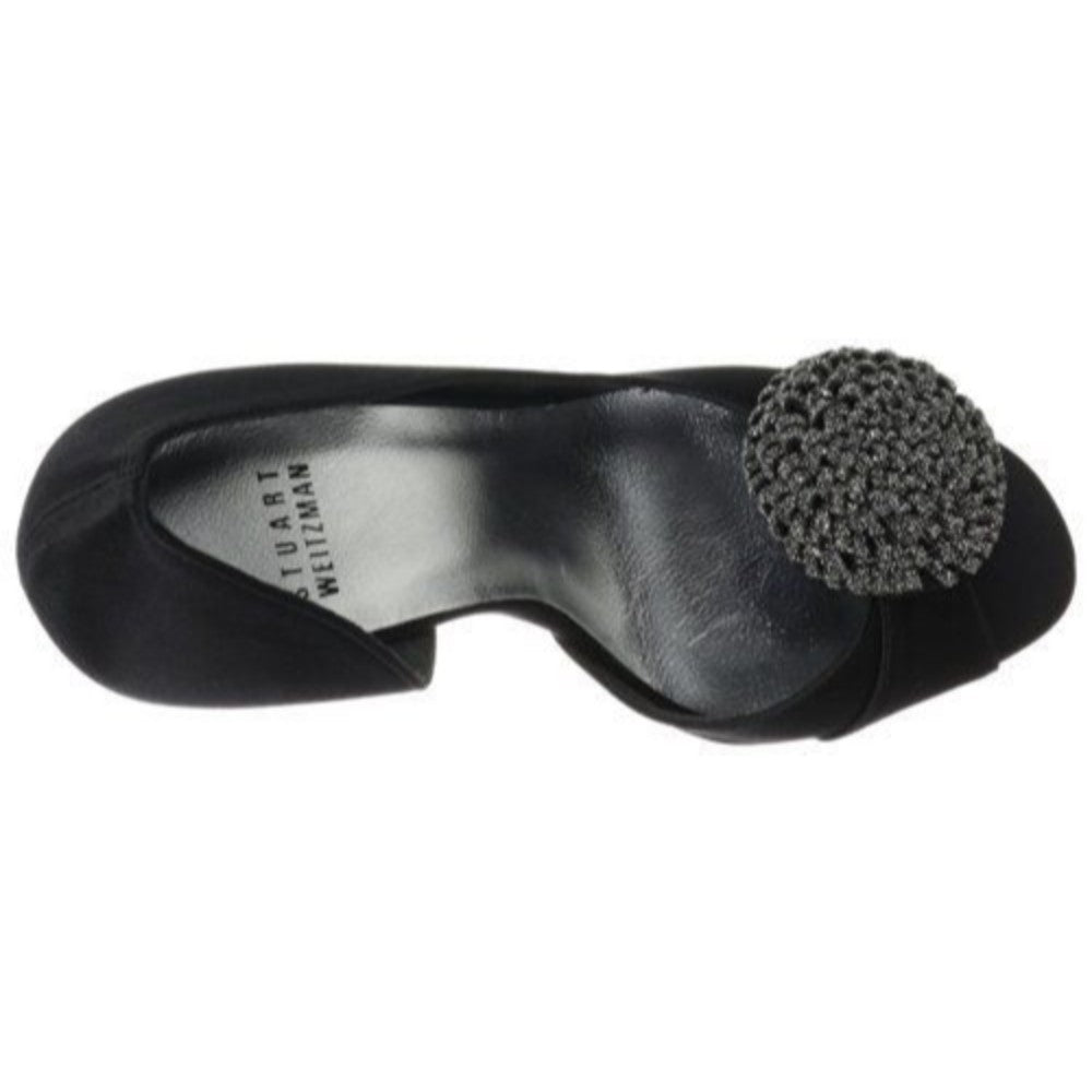 Stuart Weitzman Womens Lollipop Black Satin Leather Pumps