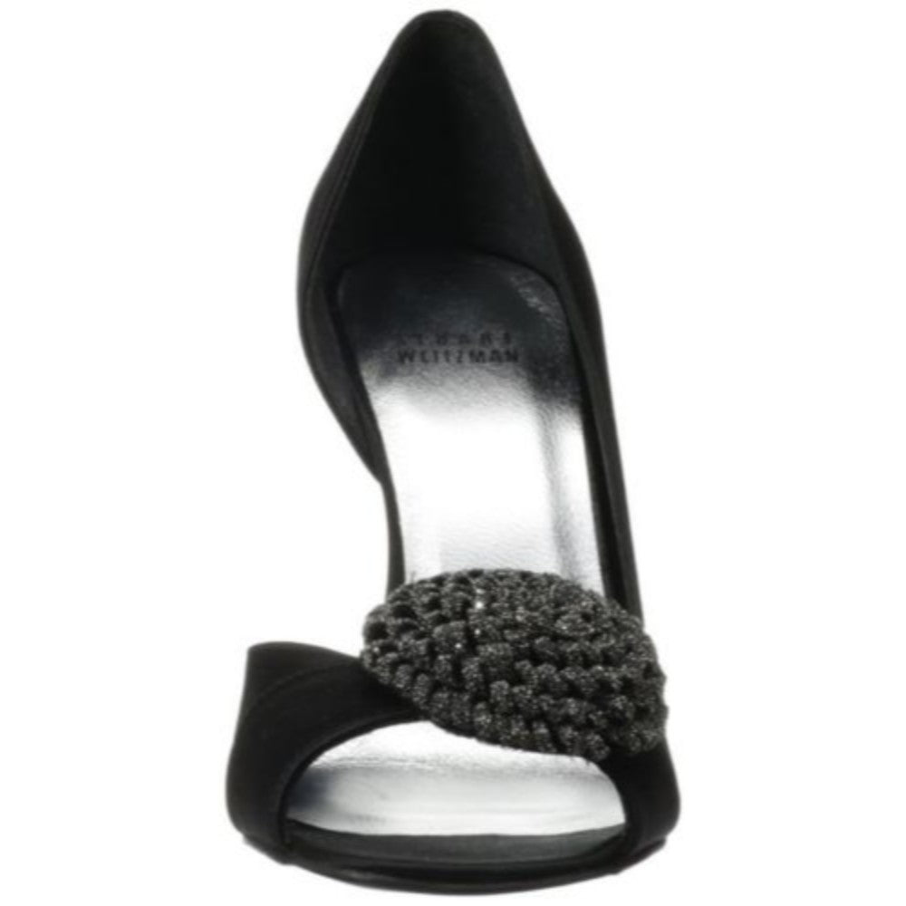 Stuart Weitzman Womens Lollipop Black Satin Leather Pumps