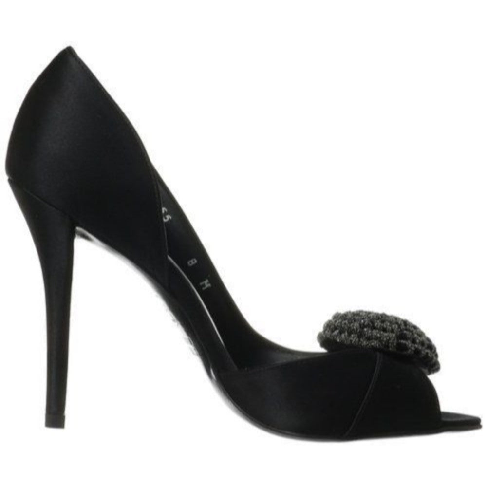 Stuart Weitzman Womens Lollipop Black Satin Leather Pumps