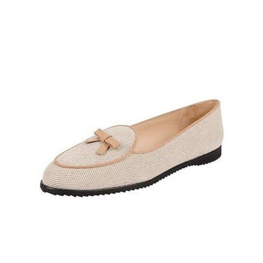 Belgian Natural Linen Jon Josef Loafer Flat