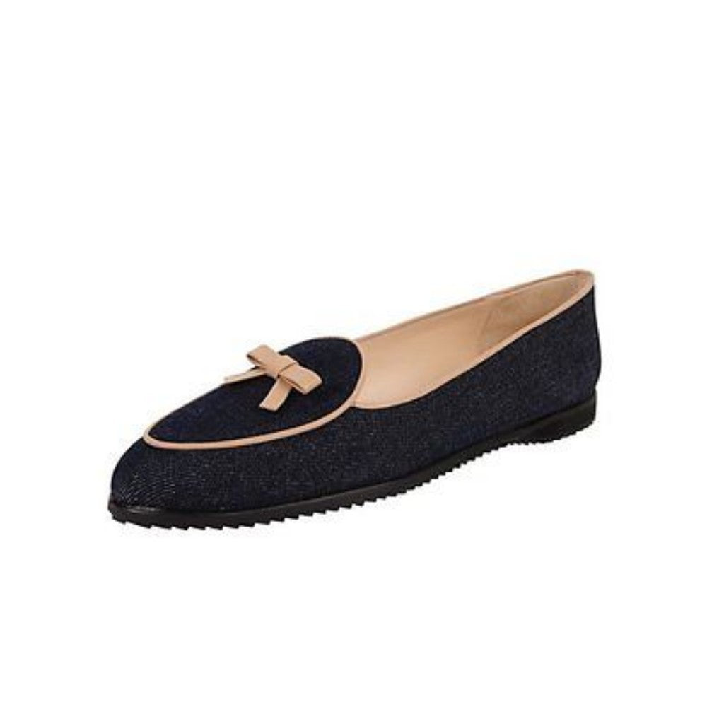 Jon Josef Women's Belgian Denim and Natural Trim Leather Loafer Flats - M - 9.5