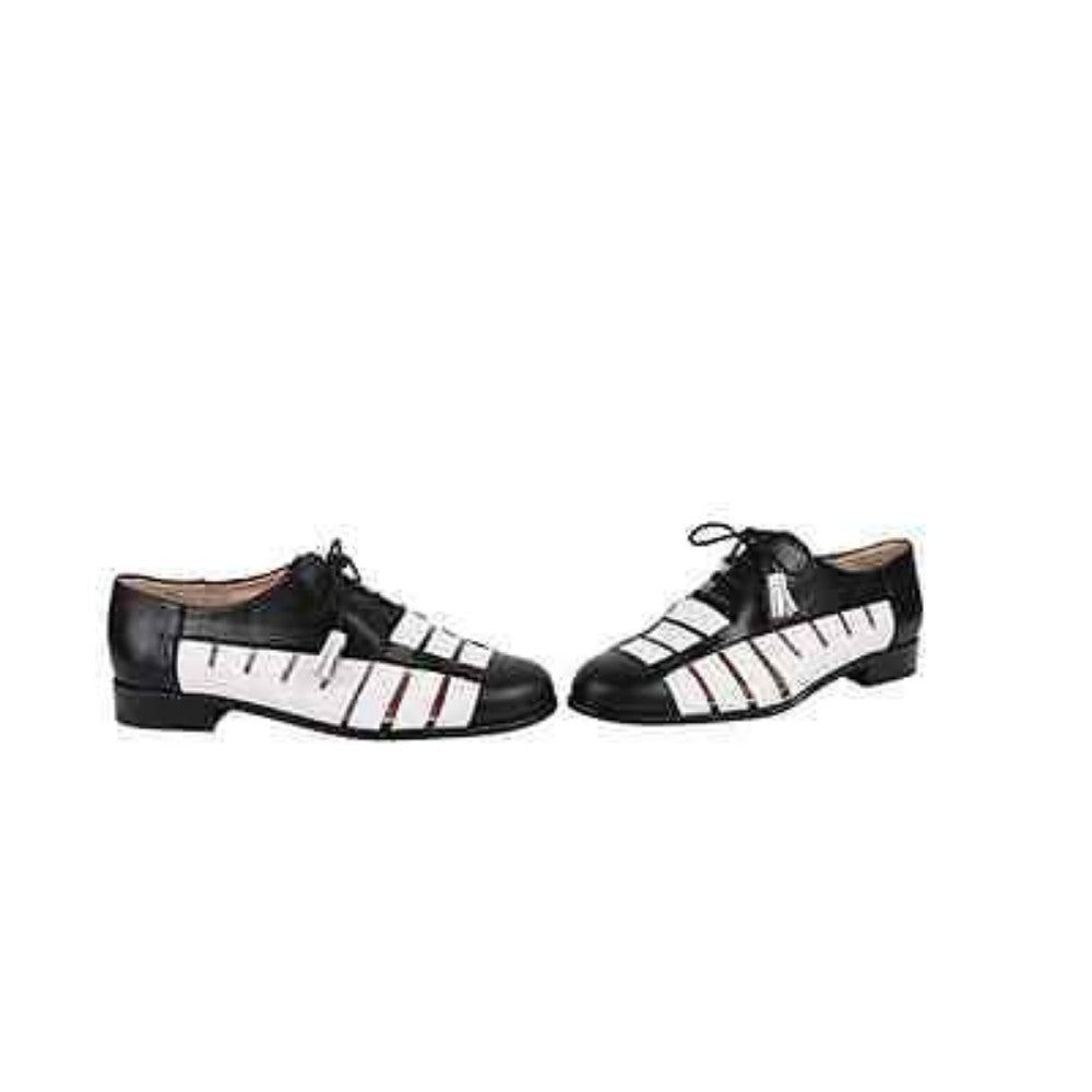 Talk Black and White Leather Jon Josef Flat