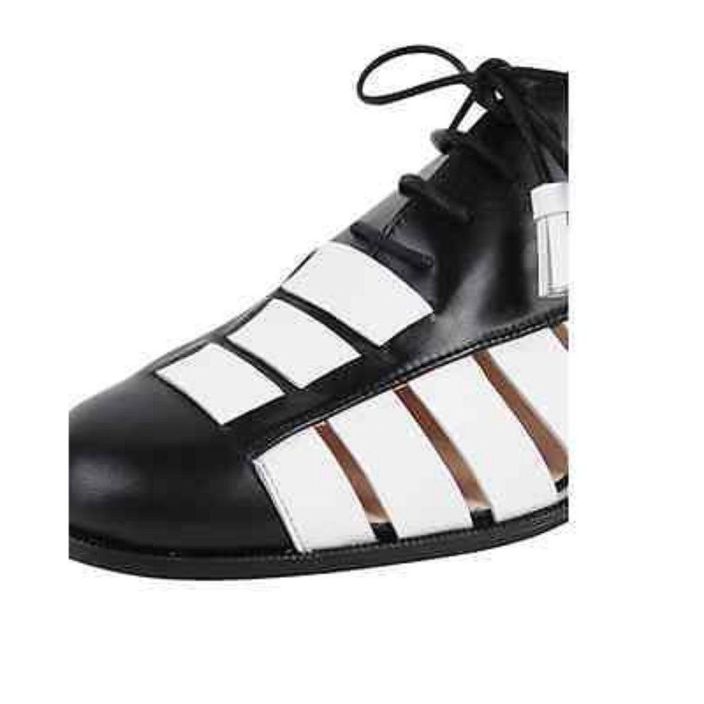 Talk Black and White Leather Jon Josef Flat