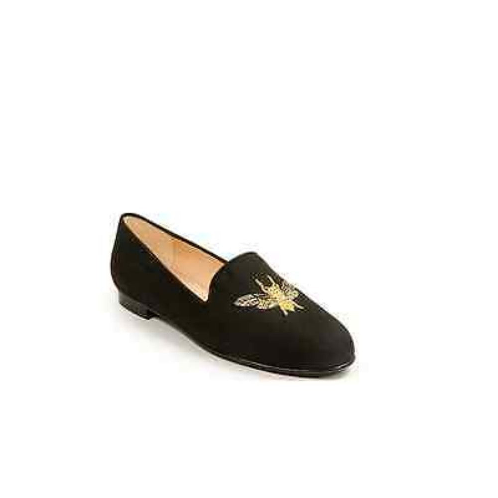 Jon Josef Womens Bee Happy Black Linen Loafer Flat