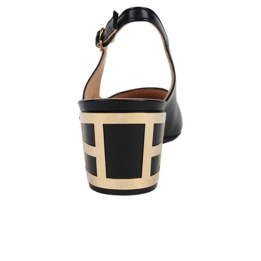 Jon Josef Tere Black Leather SlingbackPump