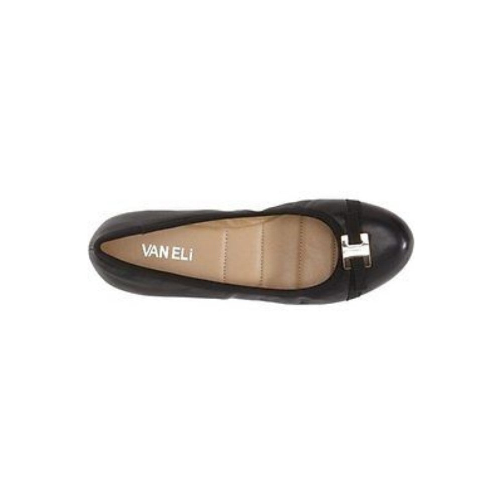 Vaneli Womens Aretha Black Leather Wedge Pump