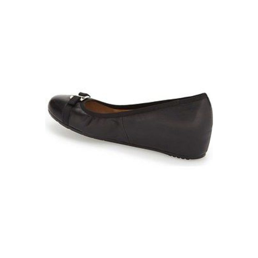 Vaneli Womens Aretha Black Leather Wedge Pump