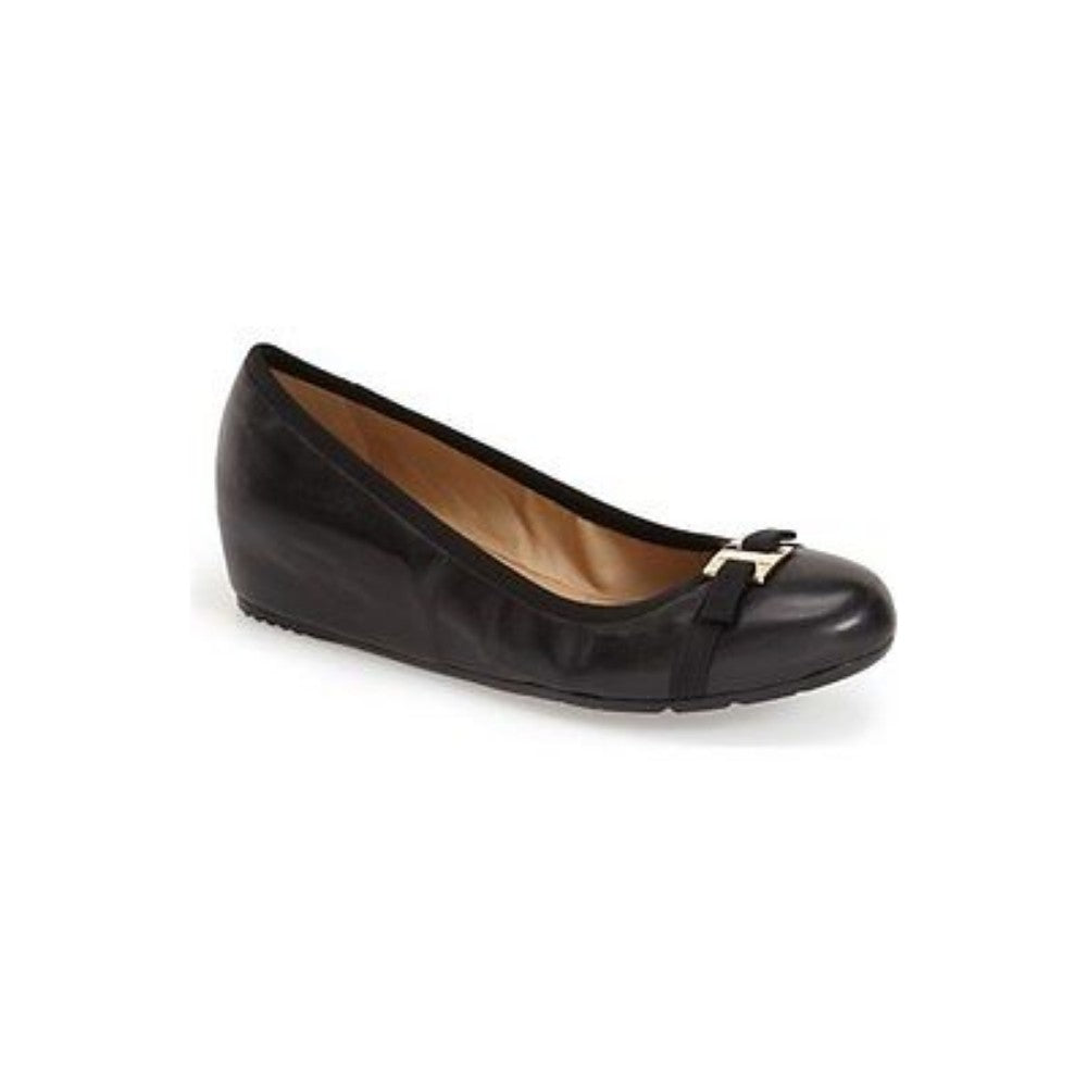 Vaneli Womens Aretha Black Leather Wedge Pump - N - 10