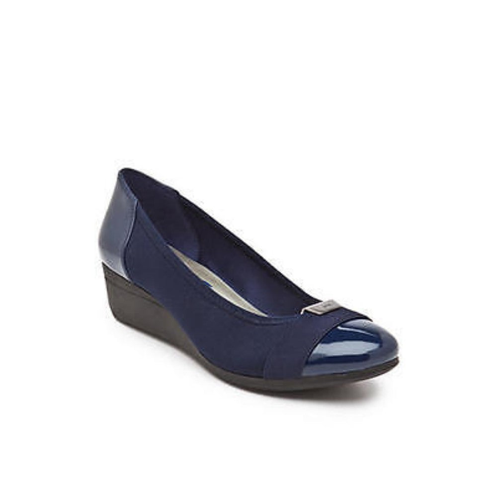 Anne Klein Women's Birta Navy Fabric Wedge Pump - M - 9