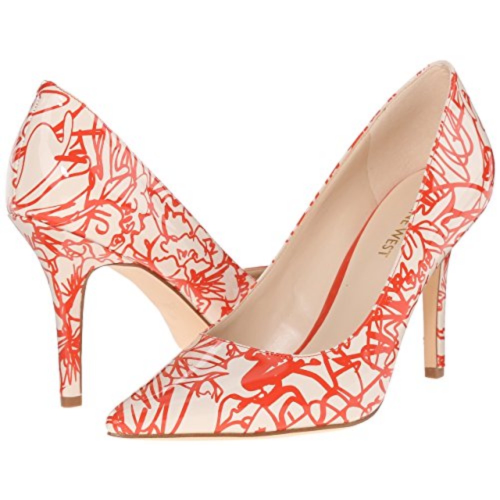 Nine West Women's Jackport Off White Red Patent Pumps - M - 10.5