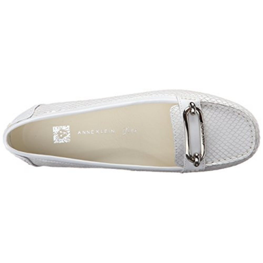 Noris White Reptile Leather Anne Klein Loafer Flat