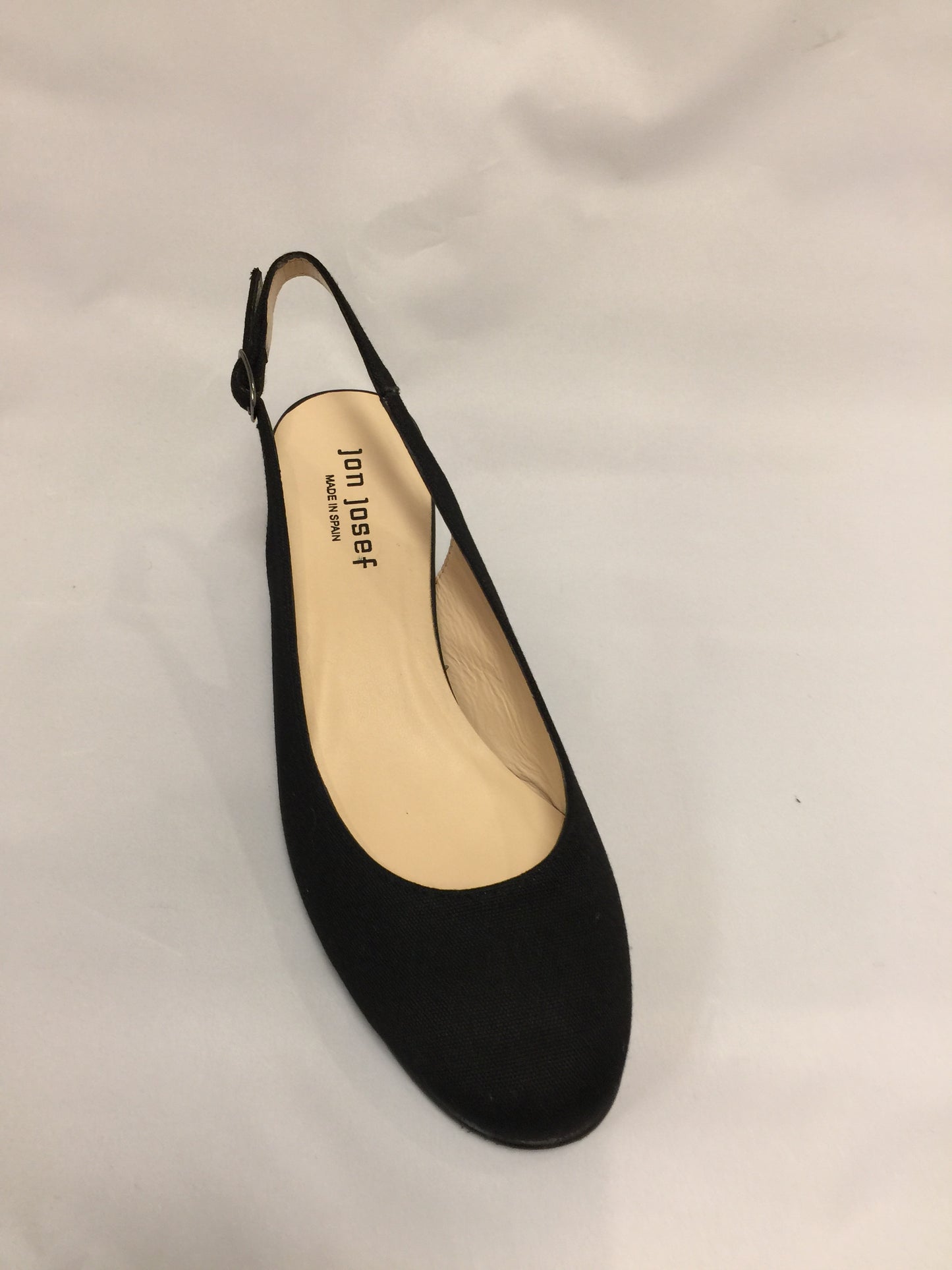 Teresita Black Linen Jon Josef Slingback Pump