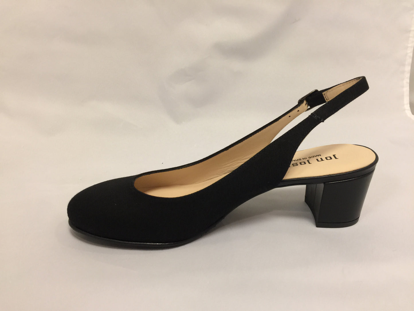 Teresita Black Linen Jon Josef Slingback Pump