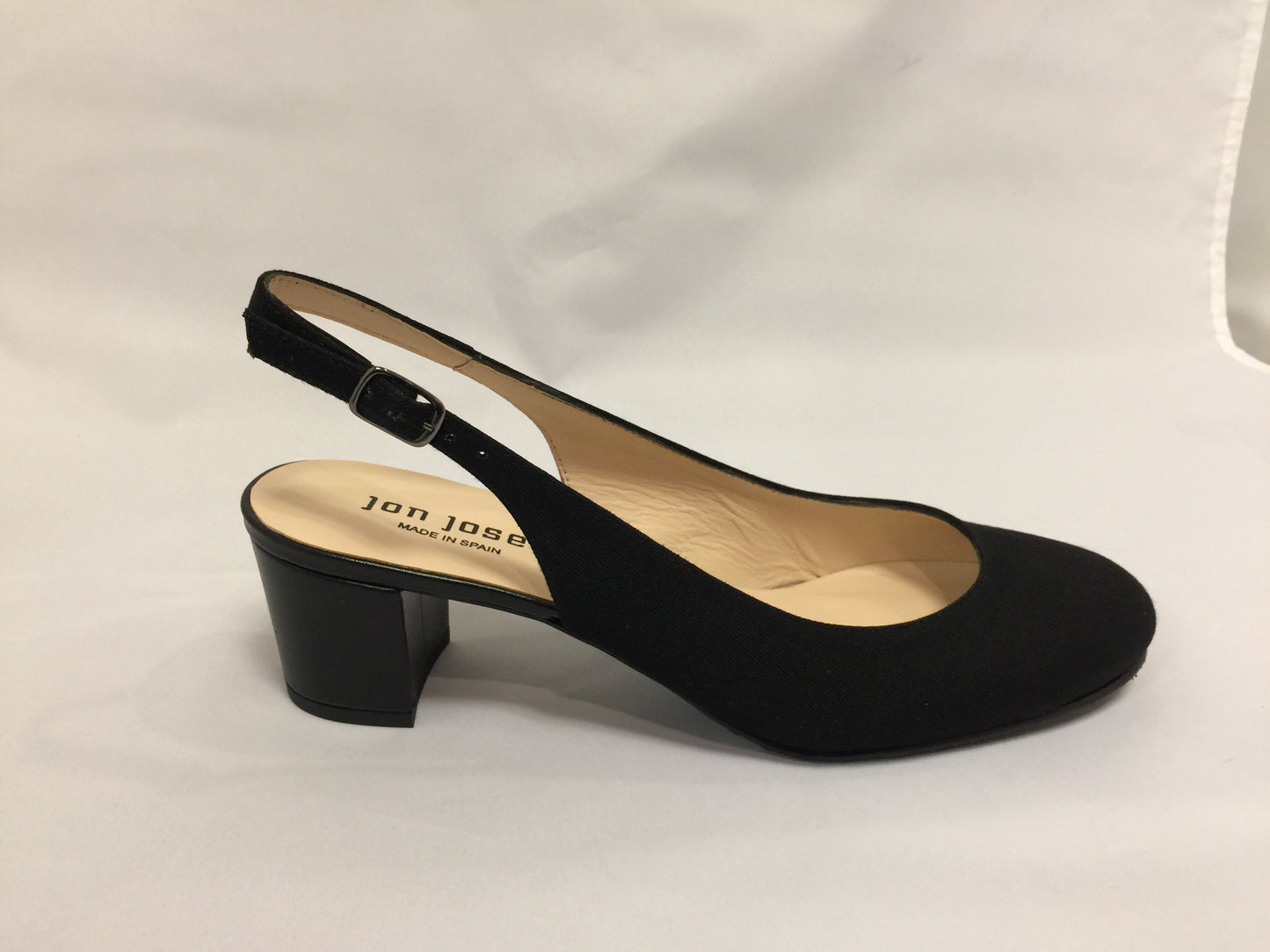 Teresita Black Linen Jon Josef Slingback Pump