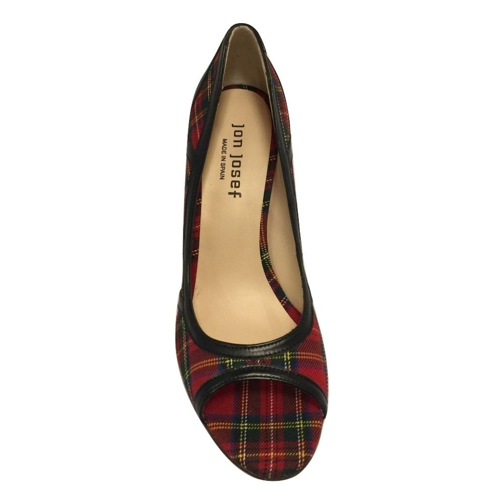 Rebecca Red Plaid Jon Josef Leather and Fabric Pums