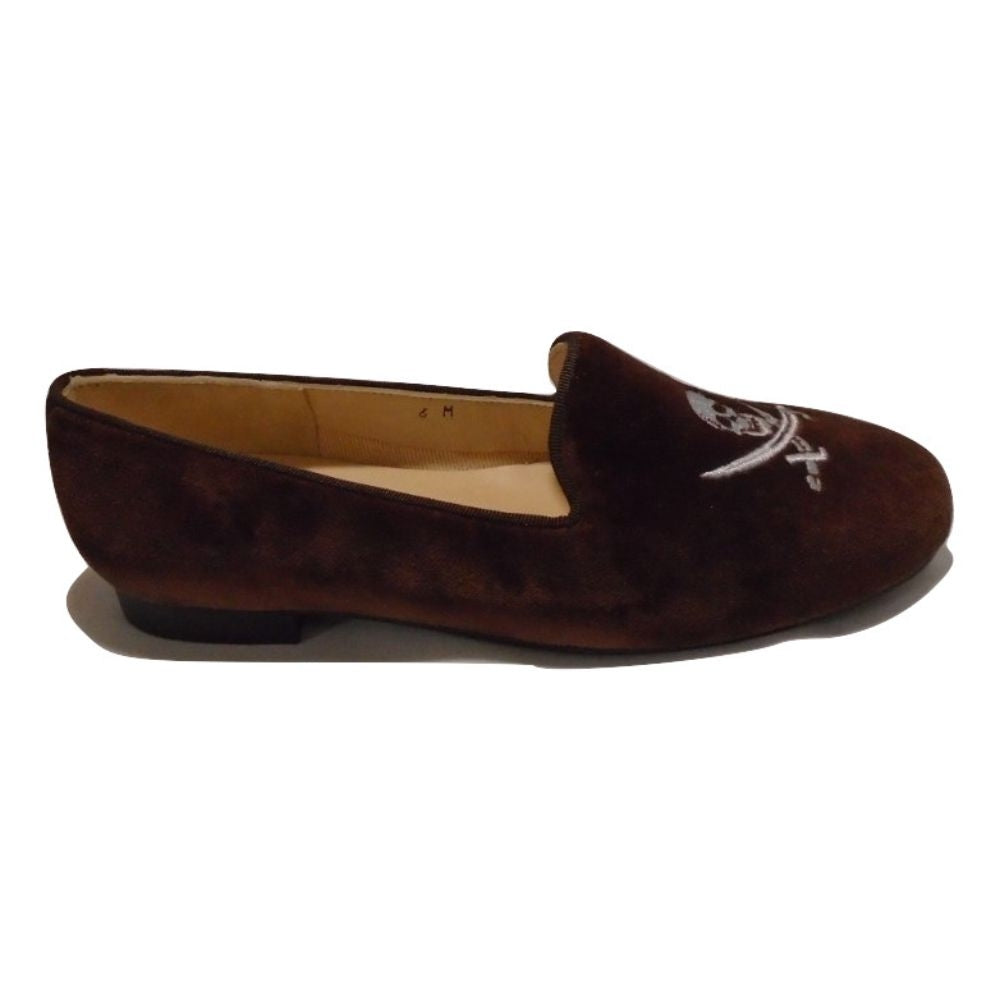 Skull Brown Velvet Jon Josef Loafer Flats