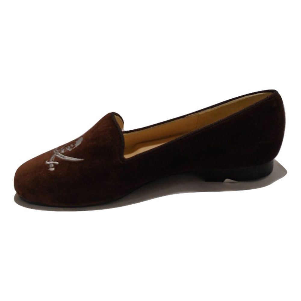 Skull Brown Velvet Jon Josef Loafer Flats