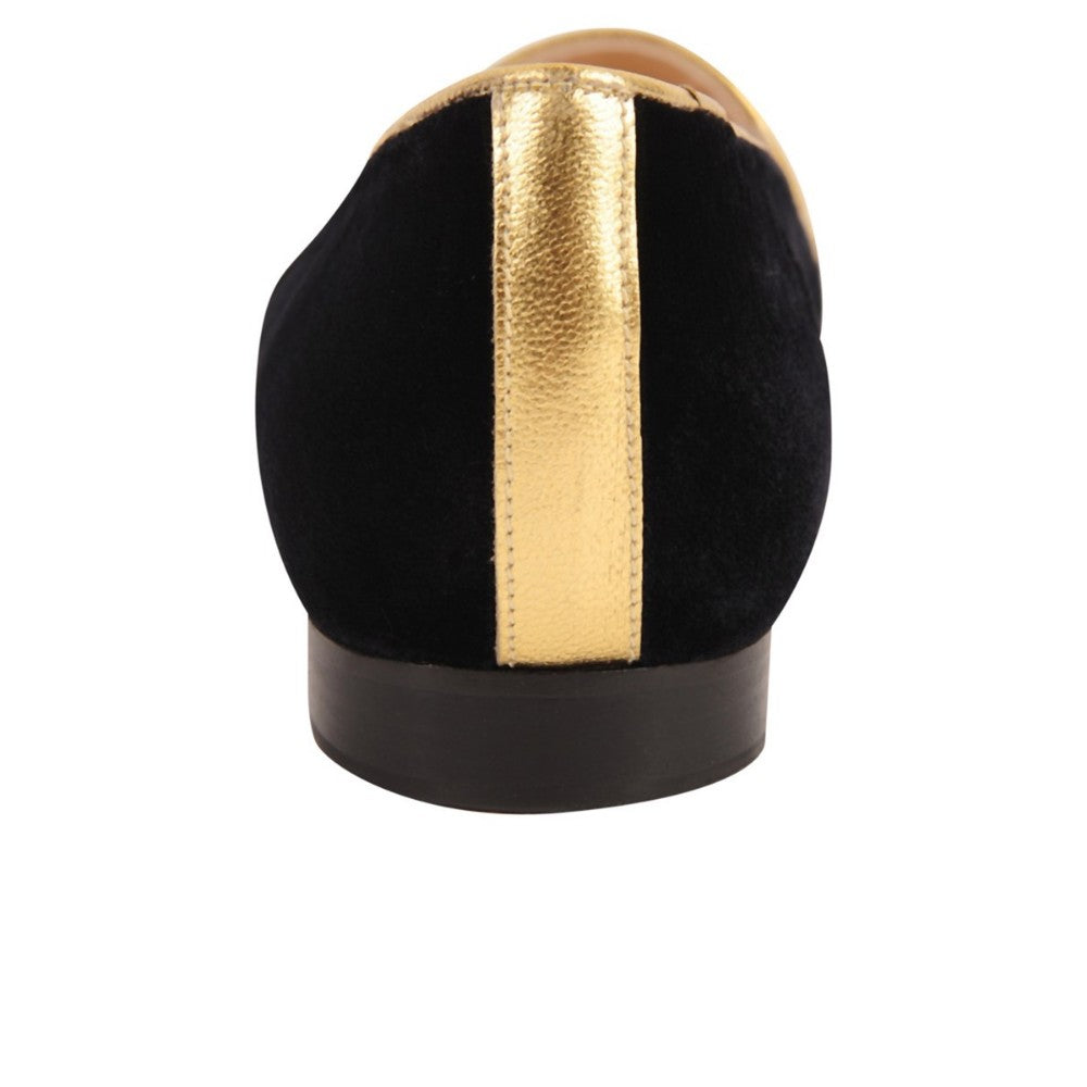Gatsby V Black Velvet Jon Josef Loafer Flat