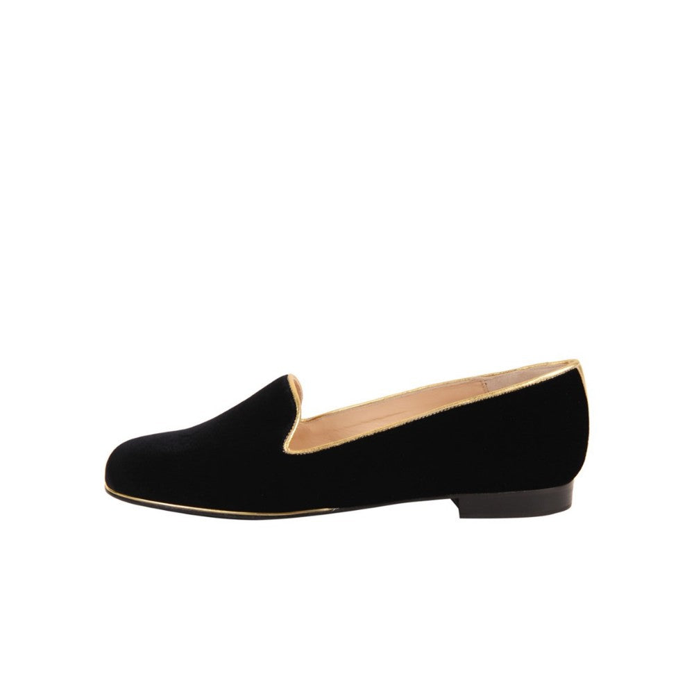 Gatsby V Black Velvet Jon Josef Loafer Flat