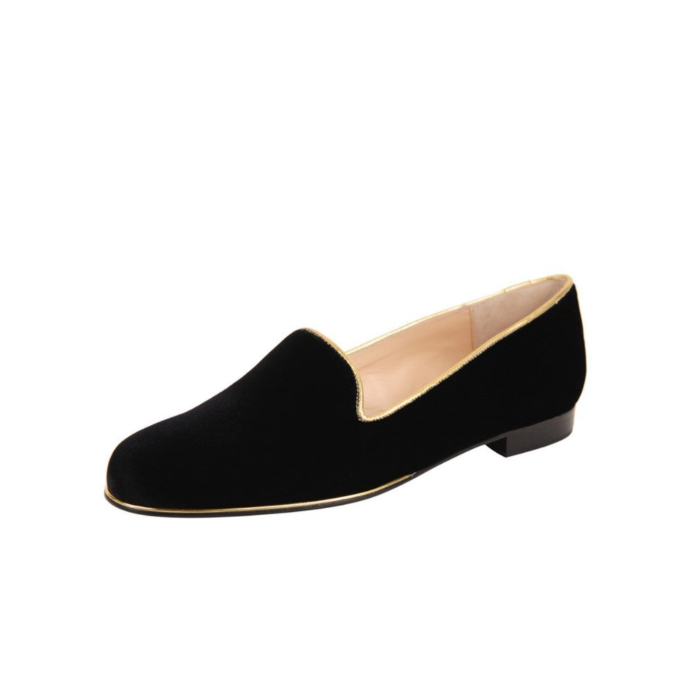 Gatsby V Black Velvet Jon Josef Loafer Flat