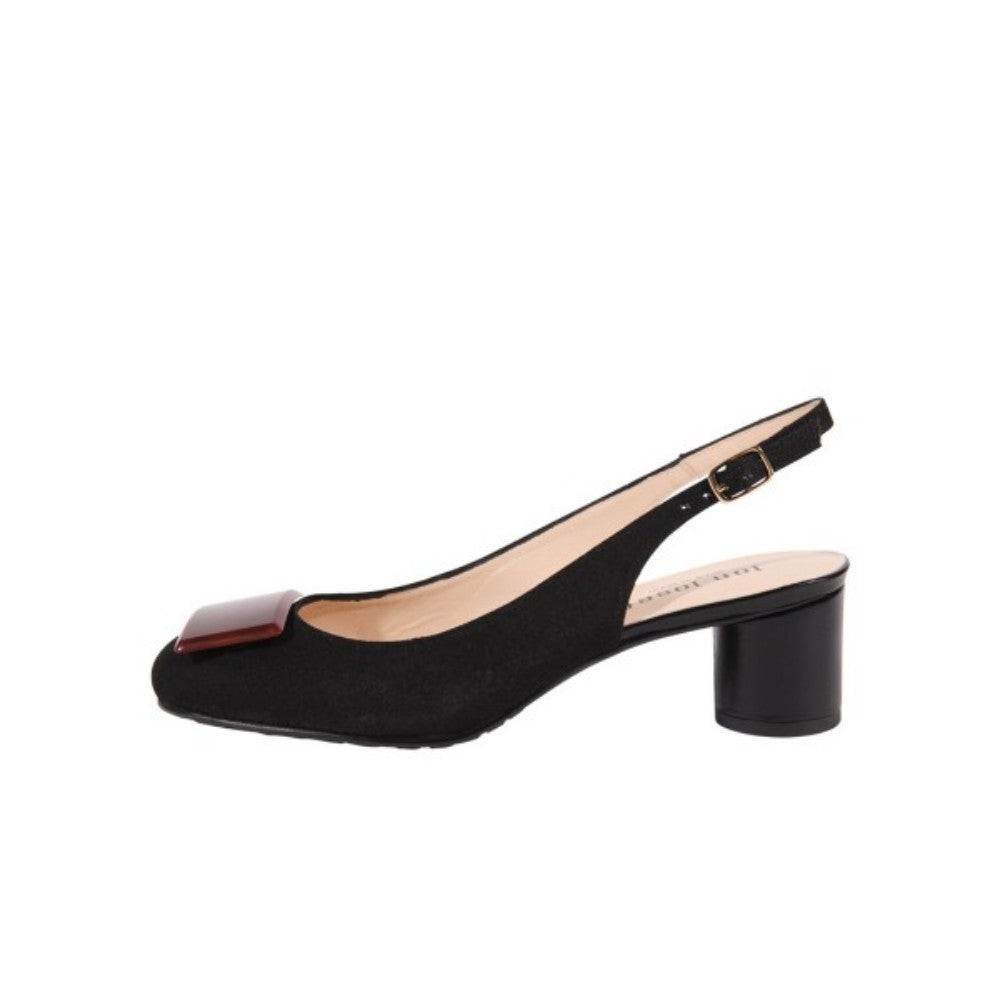 Teresita Black Linen Jon Josef Slingback Pump