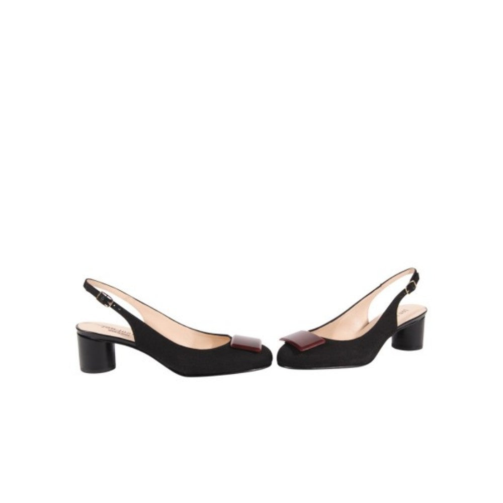 Teresita Black Linen Jon Josef Slingback Pump