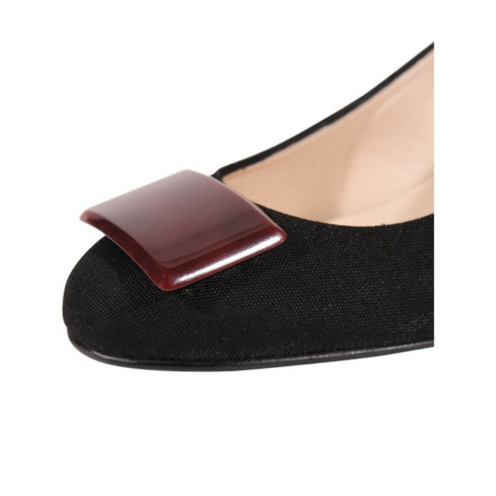 Teresita Black Linen Jon Josef Slingback Pump