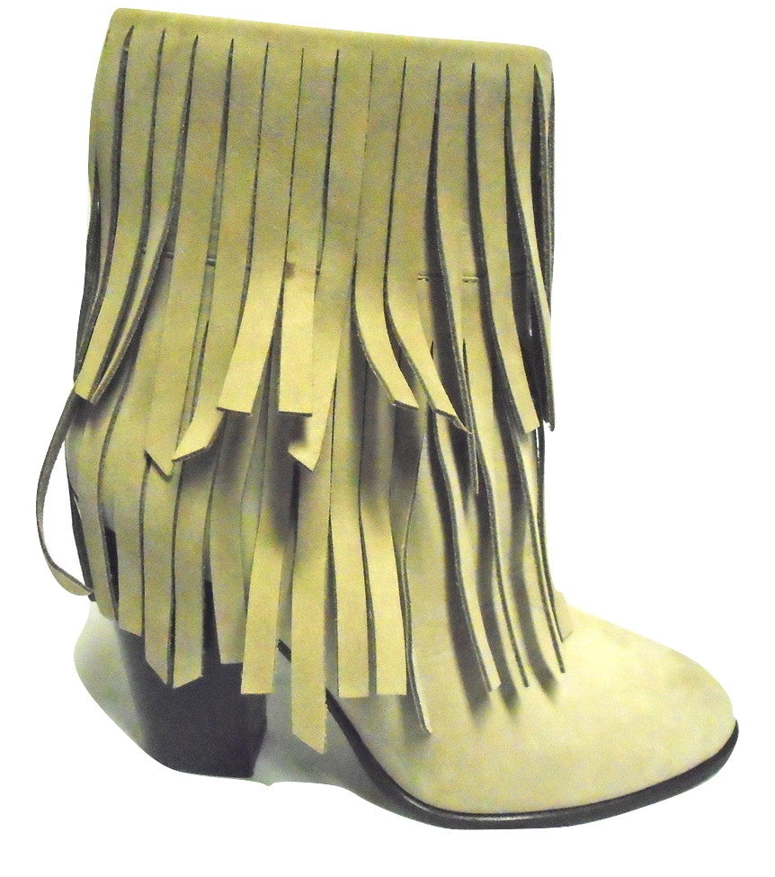 Waverly Beige Dee Keller Ankle Fringe Boot