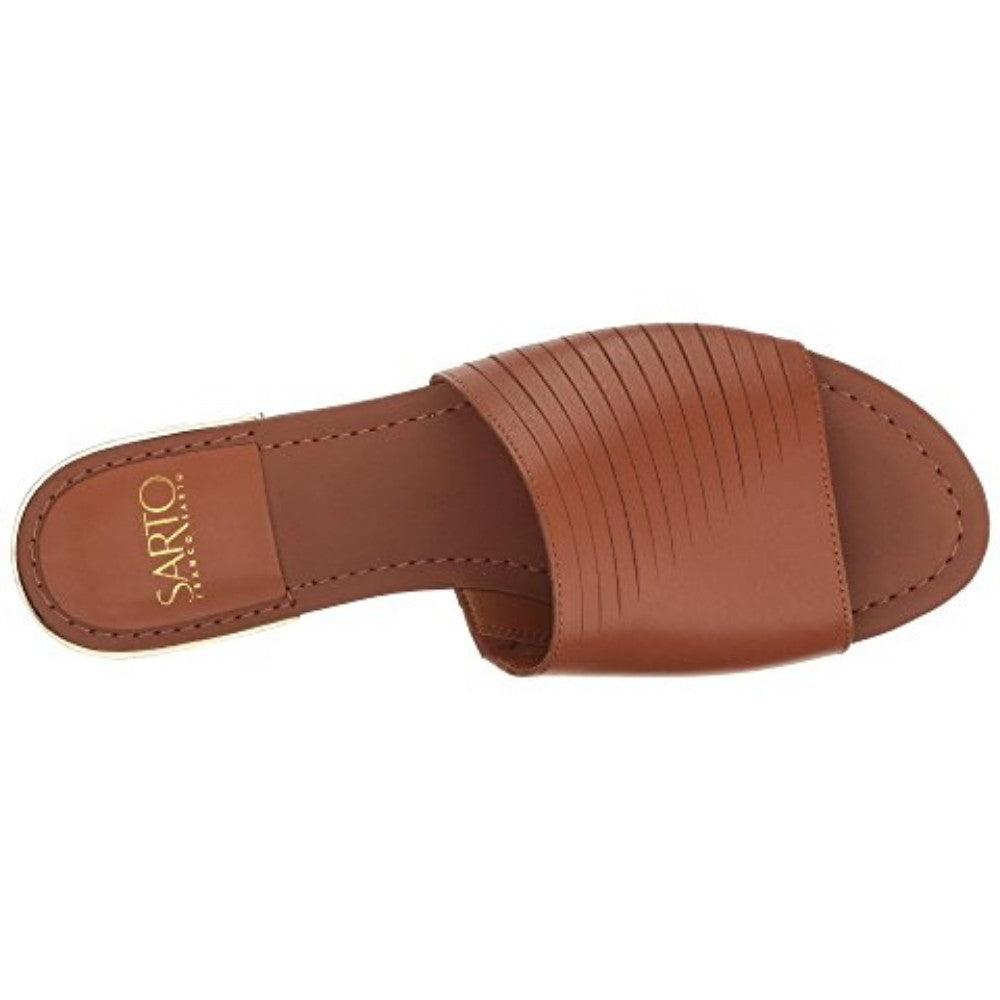 Amani Tan Suede Franco Sarto Slide Flat Sandal