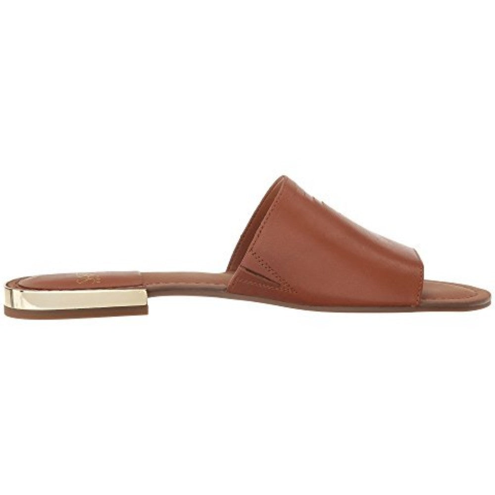 Amani Tan Suede Franco Sarto Slide Flat Sandal