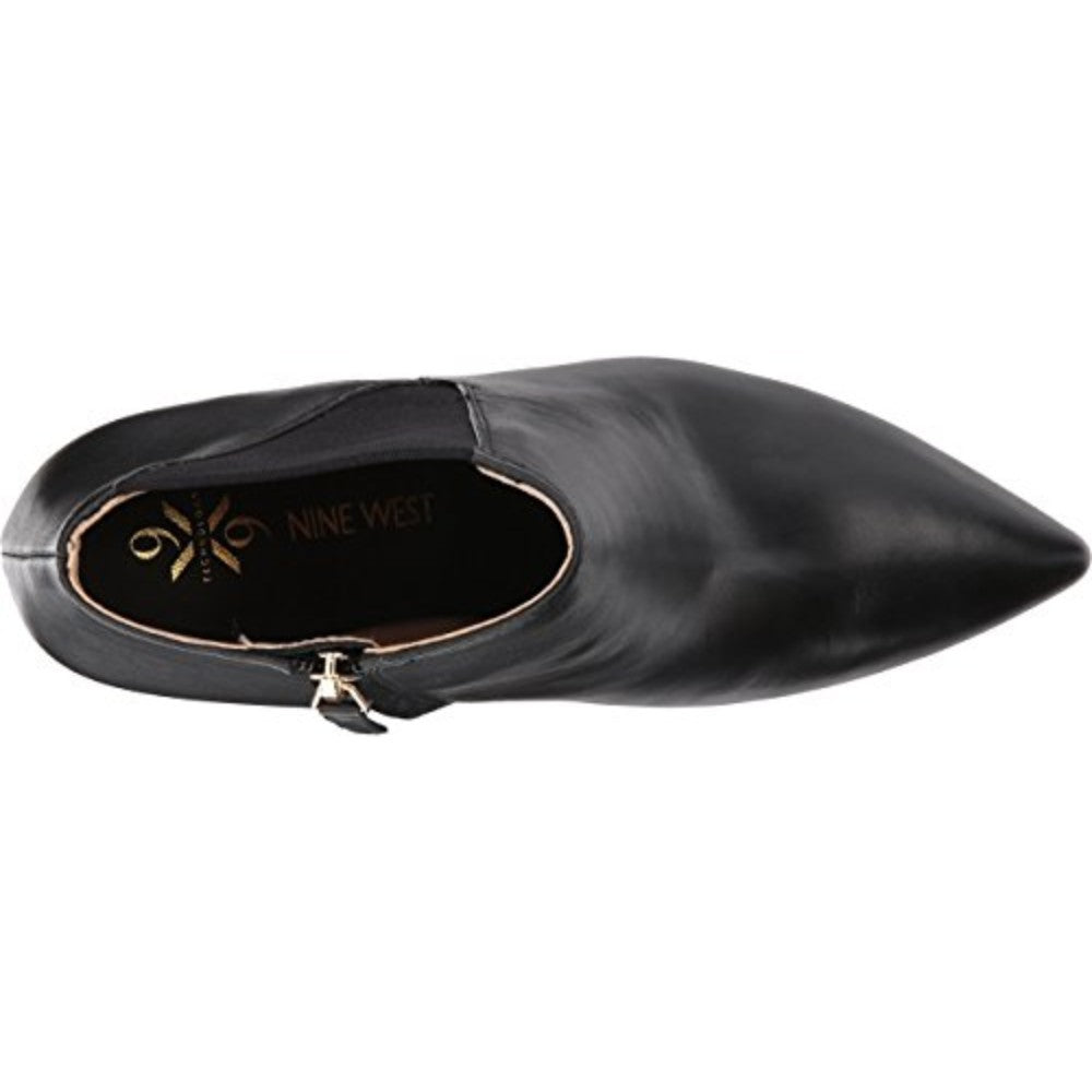 Front 9X9 Black Leather Nine West Bootie