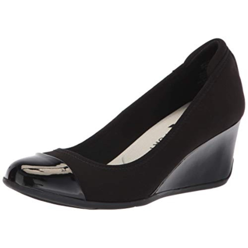Taite2 Black Fabric Anne Klein Wedge Pumps