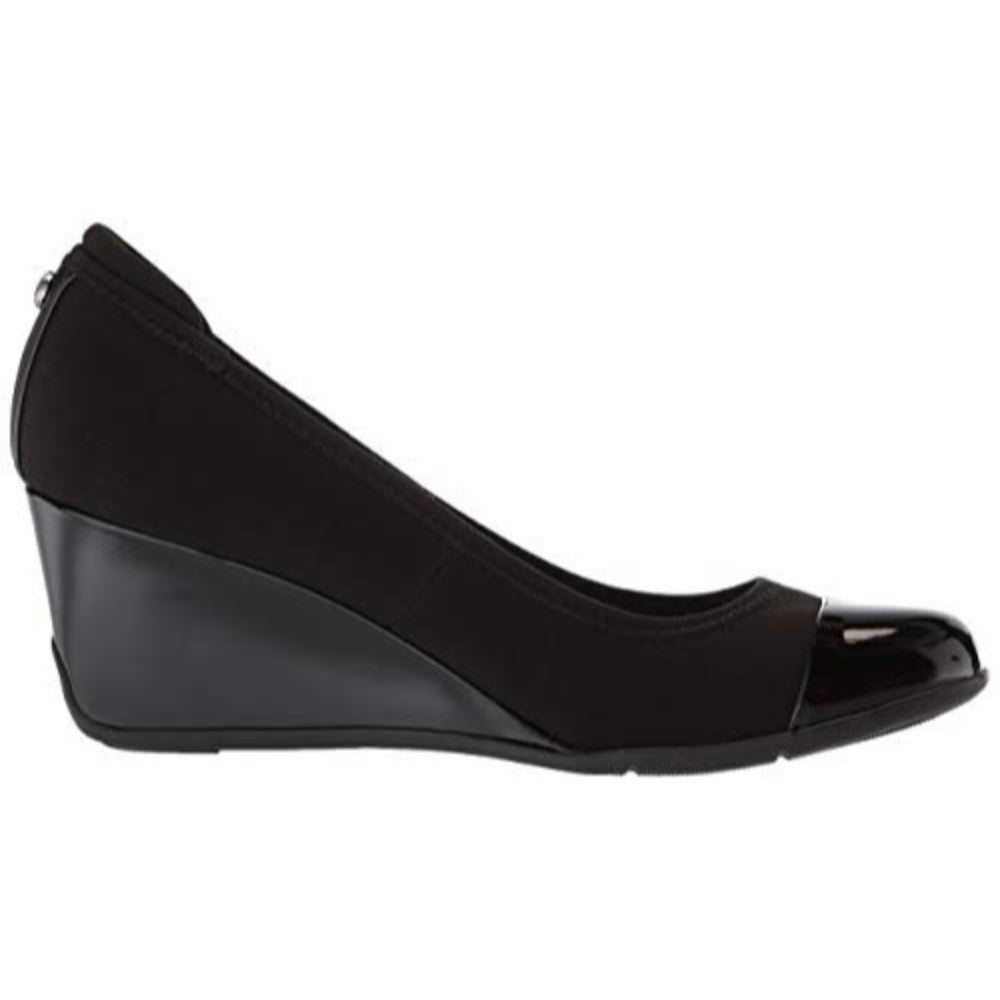 Taite2 Black Fabric Anne Klein Wedge Pumps