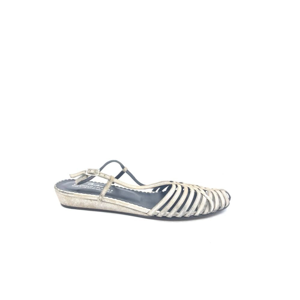 Bela Silver Leather Caged Donald Pliner Sandal-Silver-5.5-M