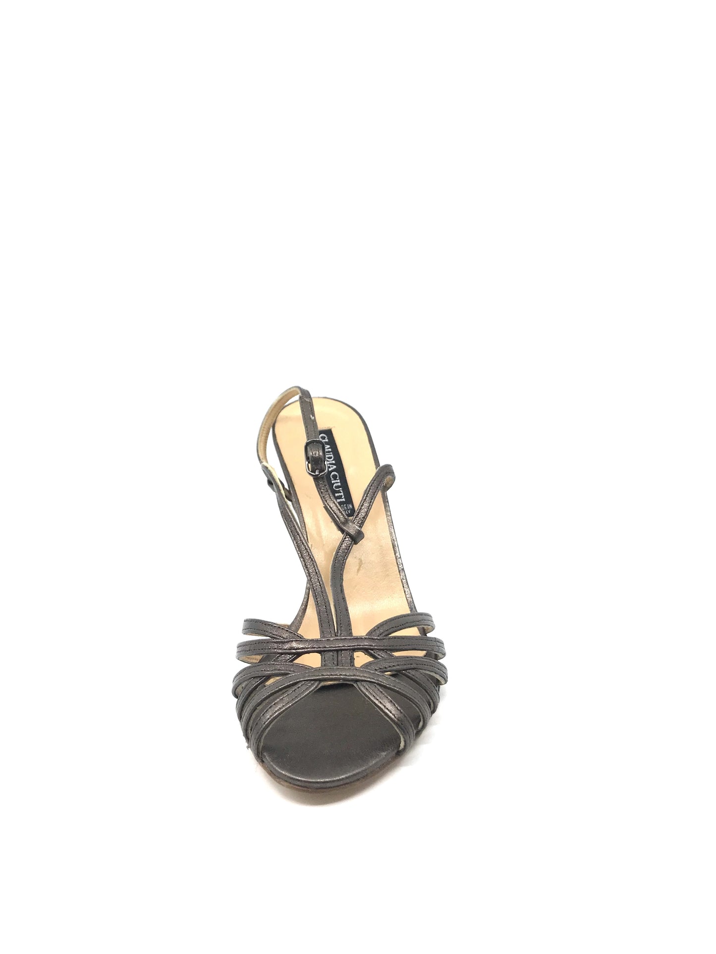 Fifi Smog Gray Leather Claudia Ciuti Slingback Sandals