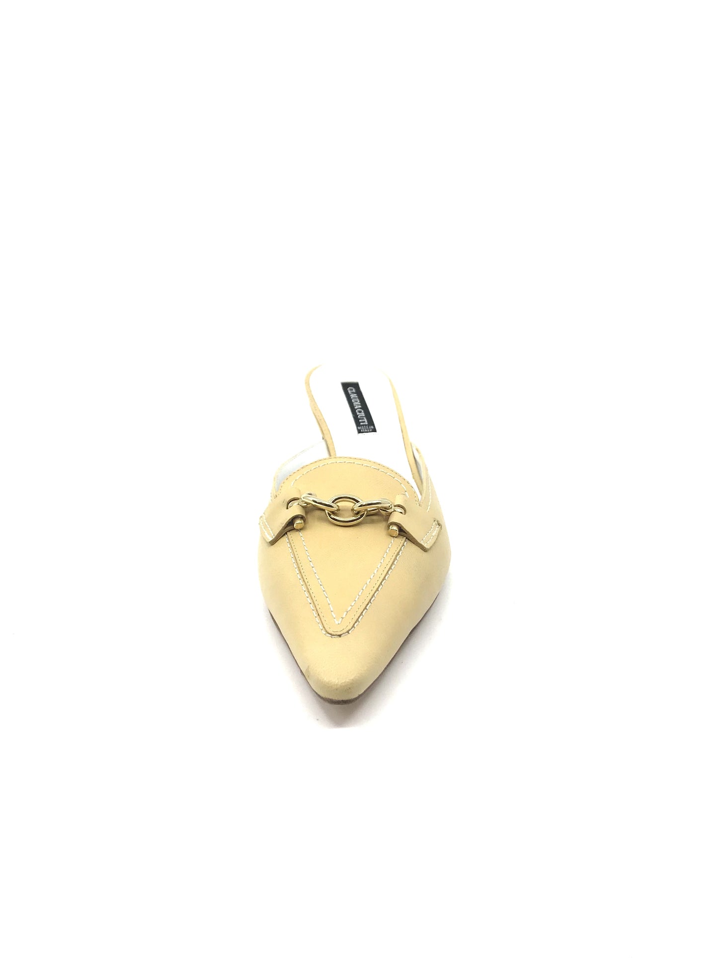 Nadia Camel Leather Claudia Ciuti Slide Pumps