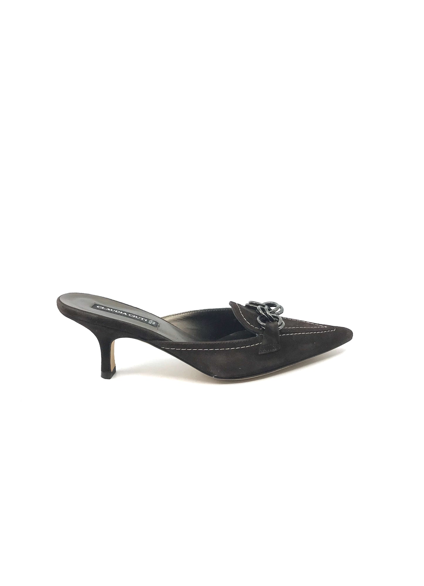 Ritmo Coffee Brown Suede Claudia Ciuti Slide Pumps