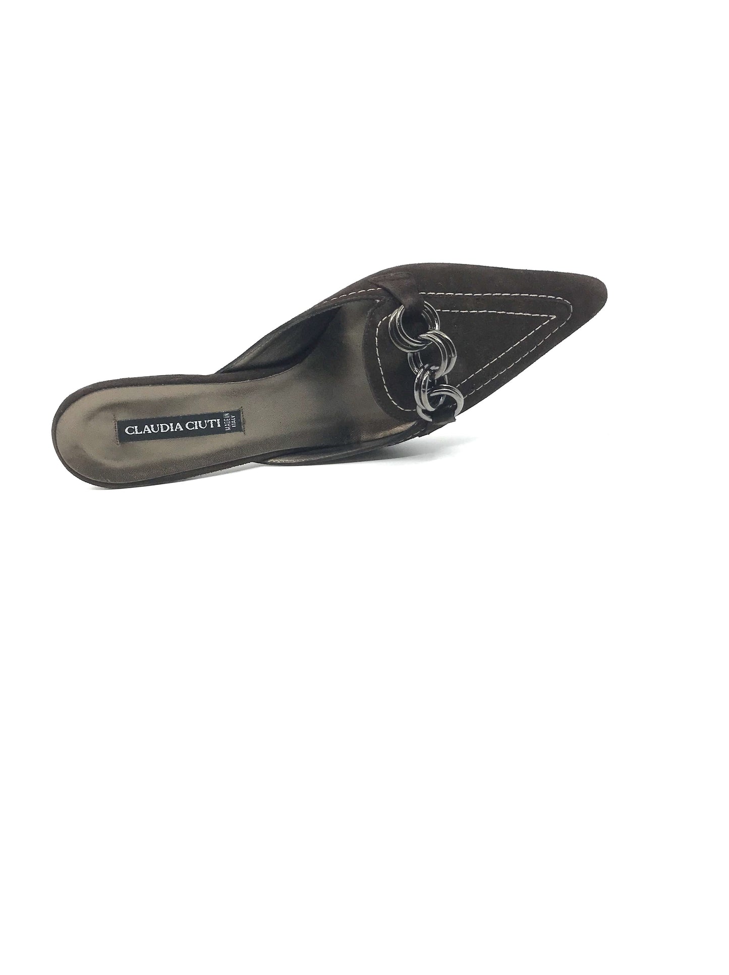Ritmo Coffee Brown Suede Claudia Ciuti Slide Pumps